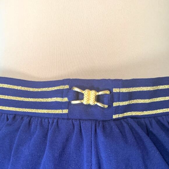 Vintage 80s Nautical Blue Gold Stripe High Waist Swimsuit Playsuit Size 10 USA - Picture 4 of 12